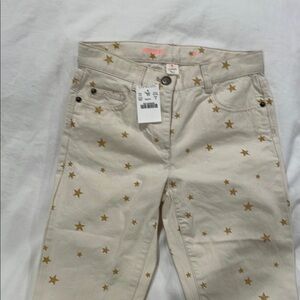 Star-Patterned Beige Women's Jeans
